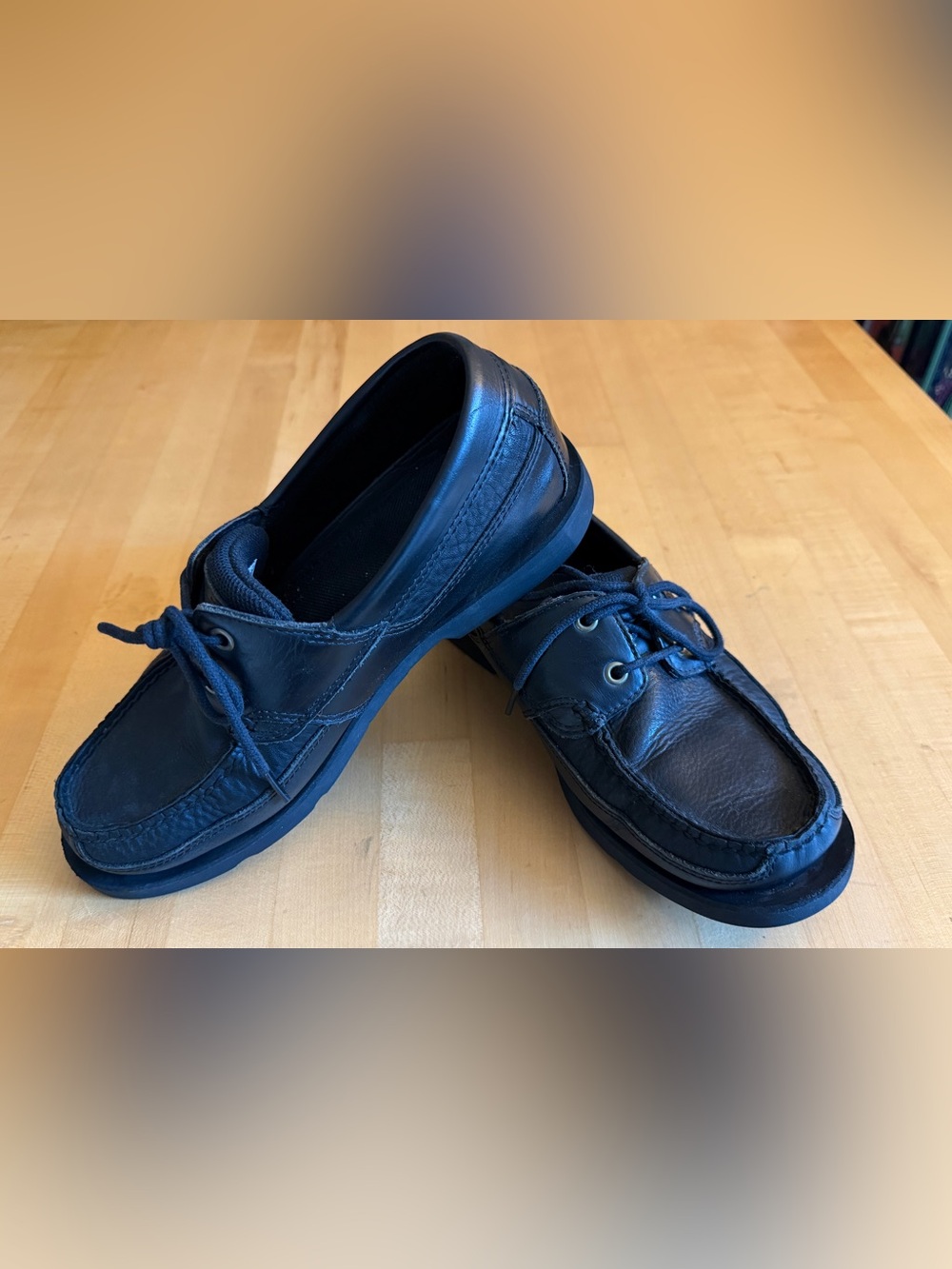 Timberland Black Genuine Leather Mens Shoes Comfort Loafers‎ Sz-9.5